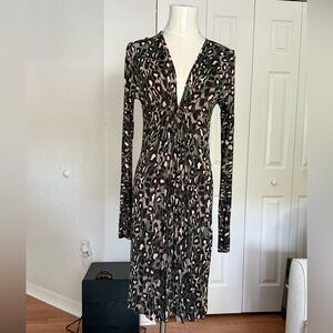 Just Cavalli Black and Cream Animal Print Long Sleeve Dress